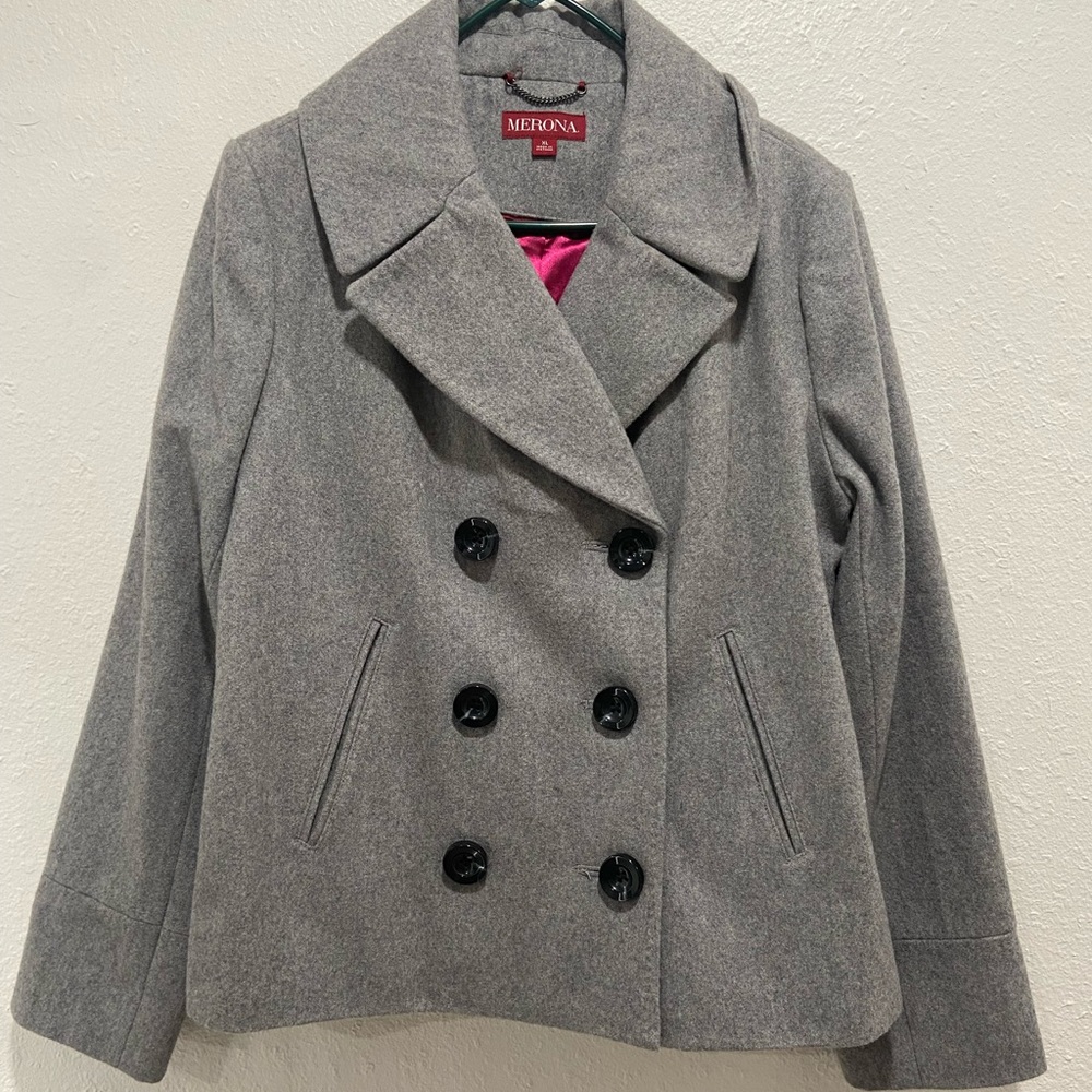 Womens Grey Peacoat : XL